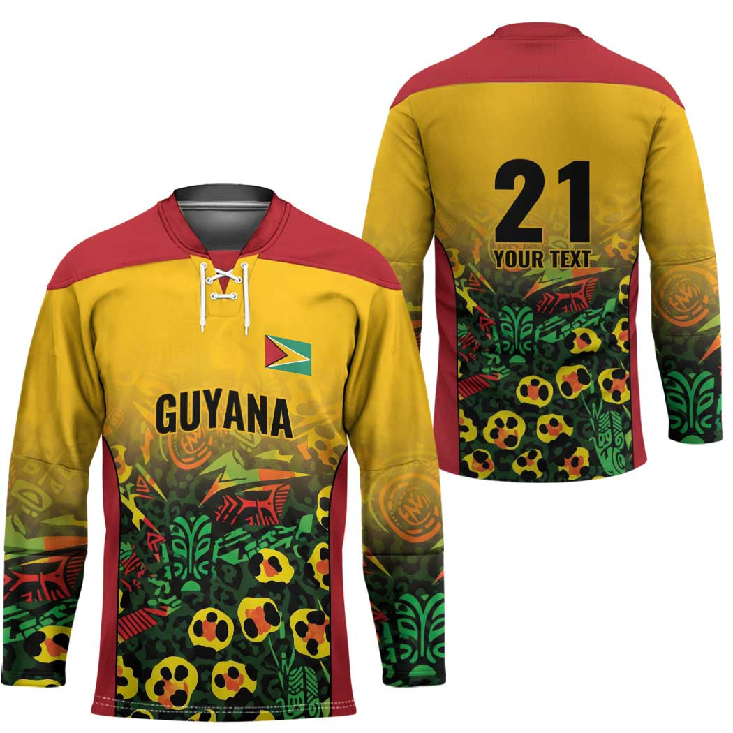 Custom Guyana Football Hockey Jersey Spirit of the Jaguar - Yellow - Wonder Print Shop
