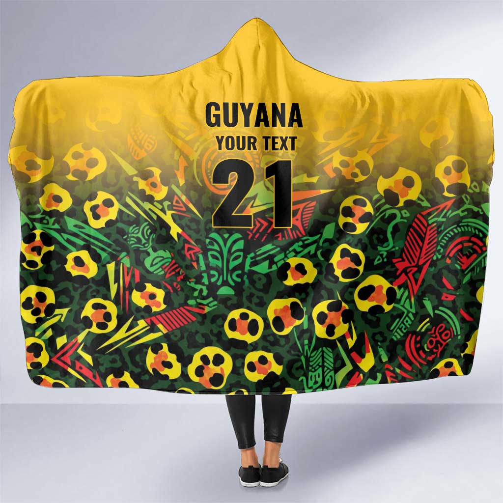 Custom Guyana Football Hooded Blanket Spirit of the Jaguar - Yellow - Wonder Print Shop
