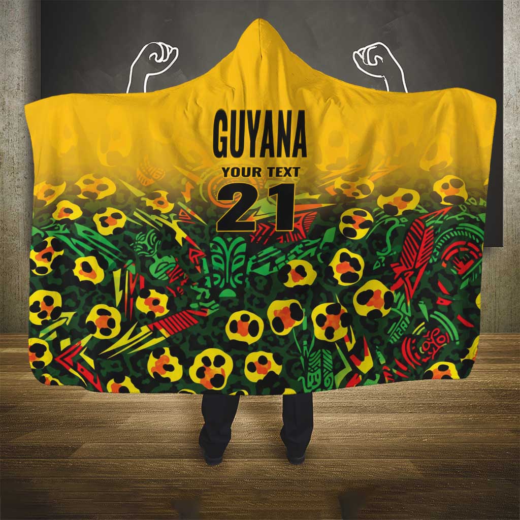 Custom Guyana Football Hooded Blanket Spirit of the Jaguar - Yellow - Wonder Print Shop