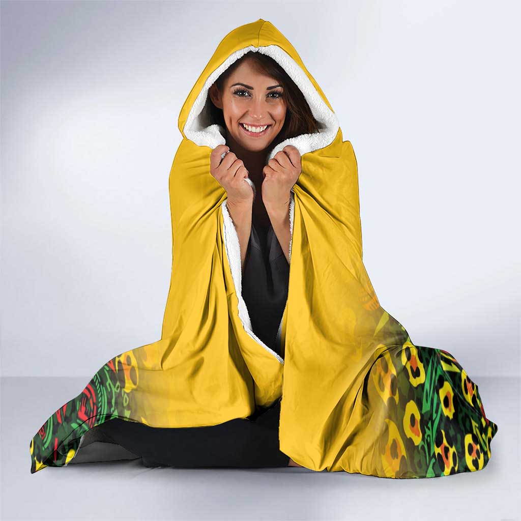 Custom Guyana Football Hooded Blanket Spirit of the Jaguar - Yellow - Wonder Print Shop