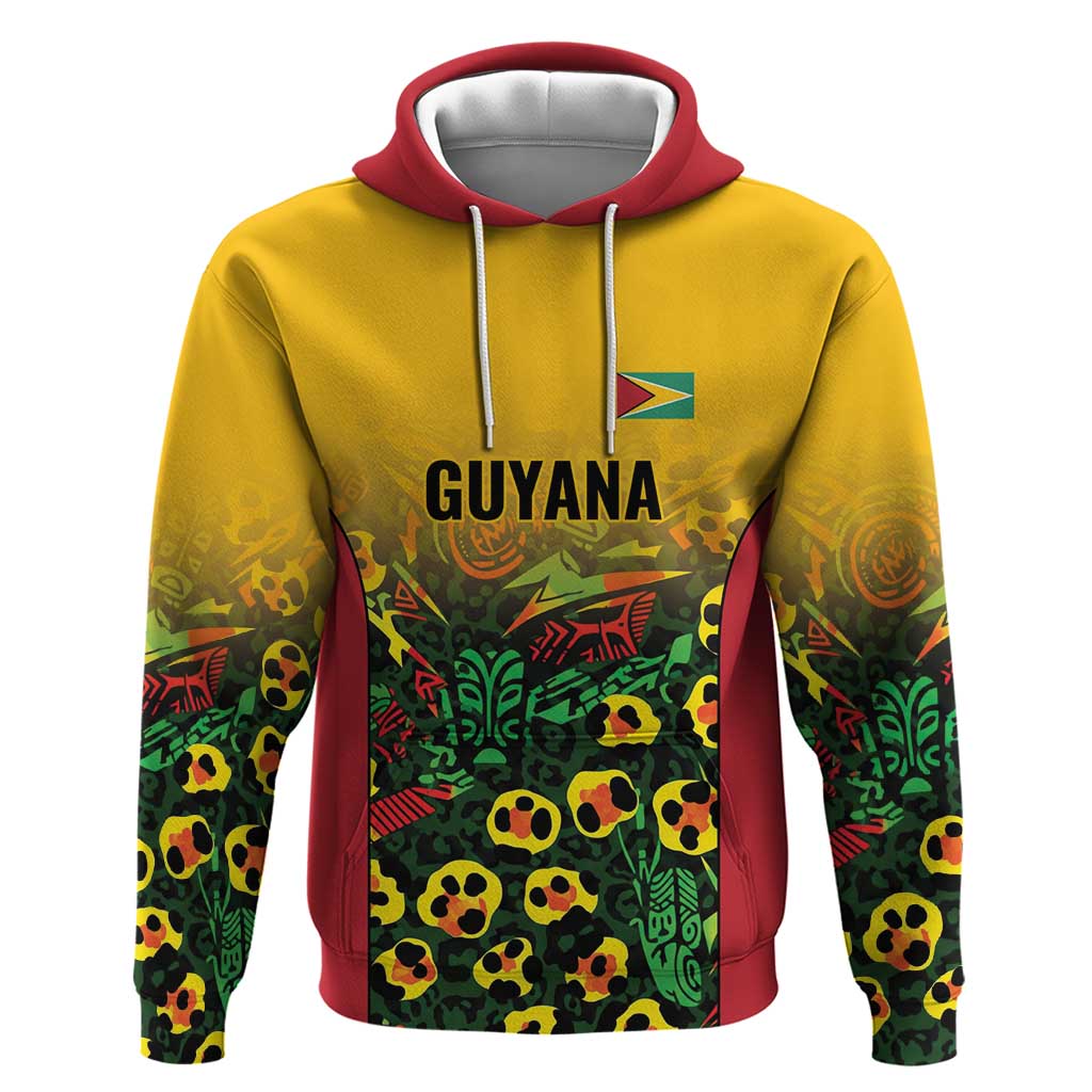 Custom Guyana Football Hoodie Spirit of the Jaguar - Yellow - Wonder Print Shop