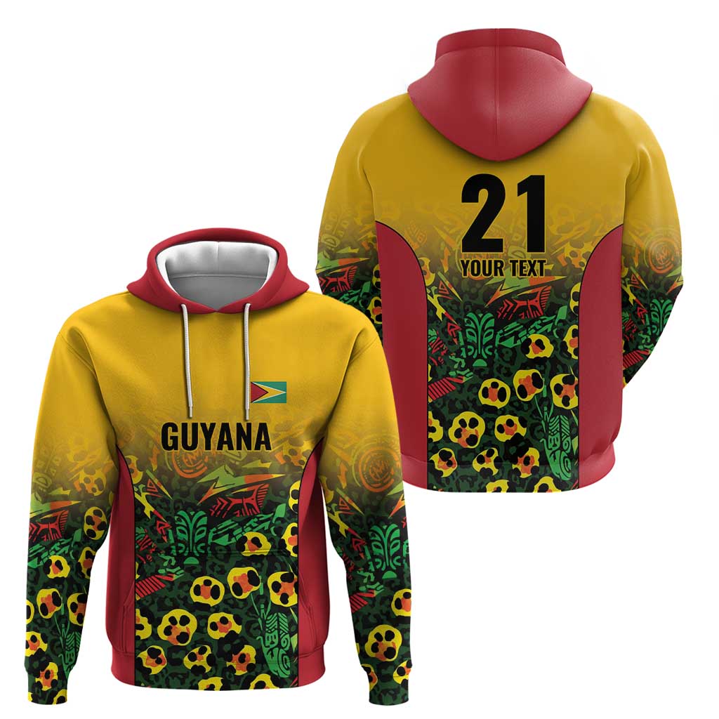 Custom Guyana Football Hoodie Spirit of the Jaguar - Yellow - Wonder Print Shop