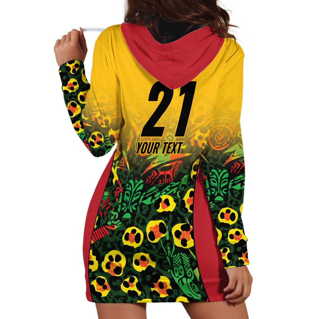 Custom Guyana Football Hoodie Dress Spirit of the Jaguar - Yellow - Wonder Print Shop