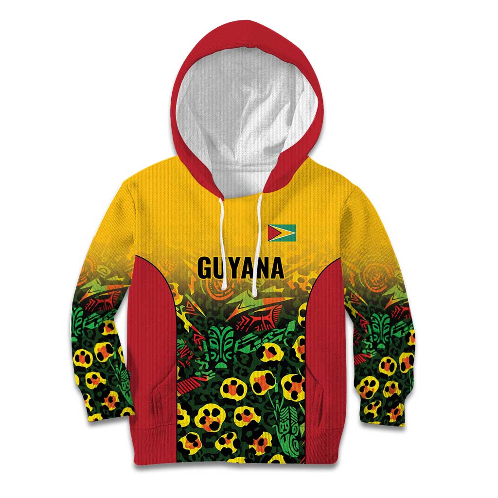 Custom Guyana Football Kid Hoodie Spirit of the Jaguar - Yellow - Wonder Print Shop