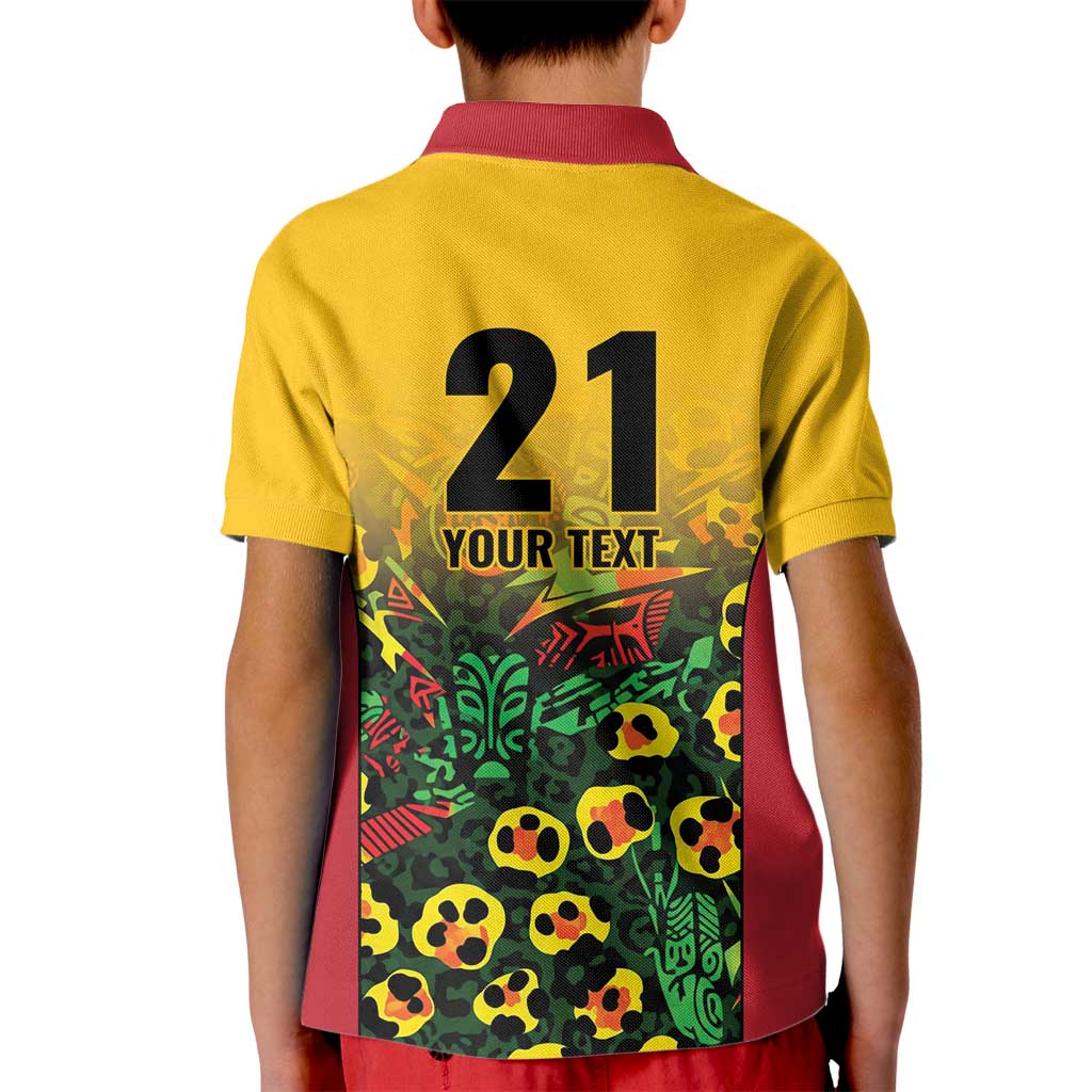 Custom Guyana Football Kid Polo Shirt Spirit of the Jaguar - Yellow - Wonder Print Shop