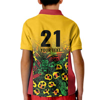 Custom Guyana Football Kid Polo Shirt Spirit of the Jaguar - Yellow - Wonder Print Shop