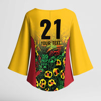 Custom Guyana Football Kimono Sleeve Blouse Spirit of the Jaguar - Yellow - Wonder Print Shop