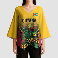 Custom Guyana Football Kimono Sleeve Blouse Spirit of the Jaguar - Yellow - Wonder Print Shop