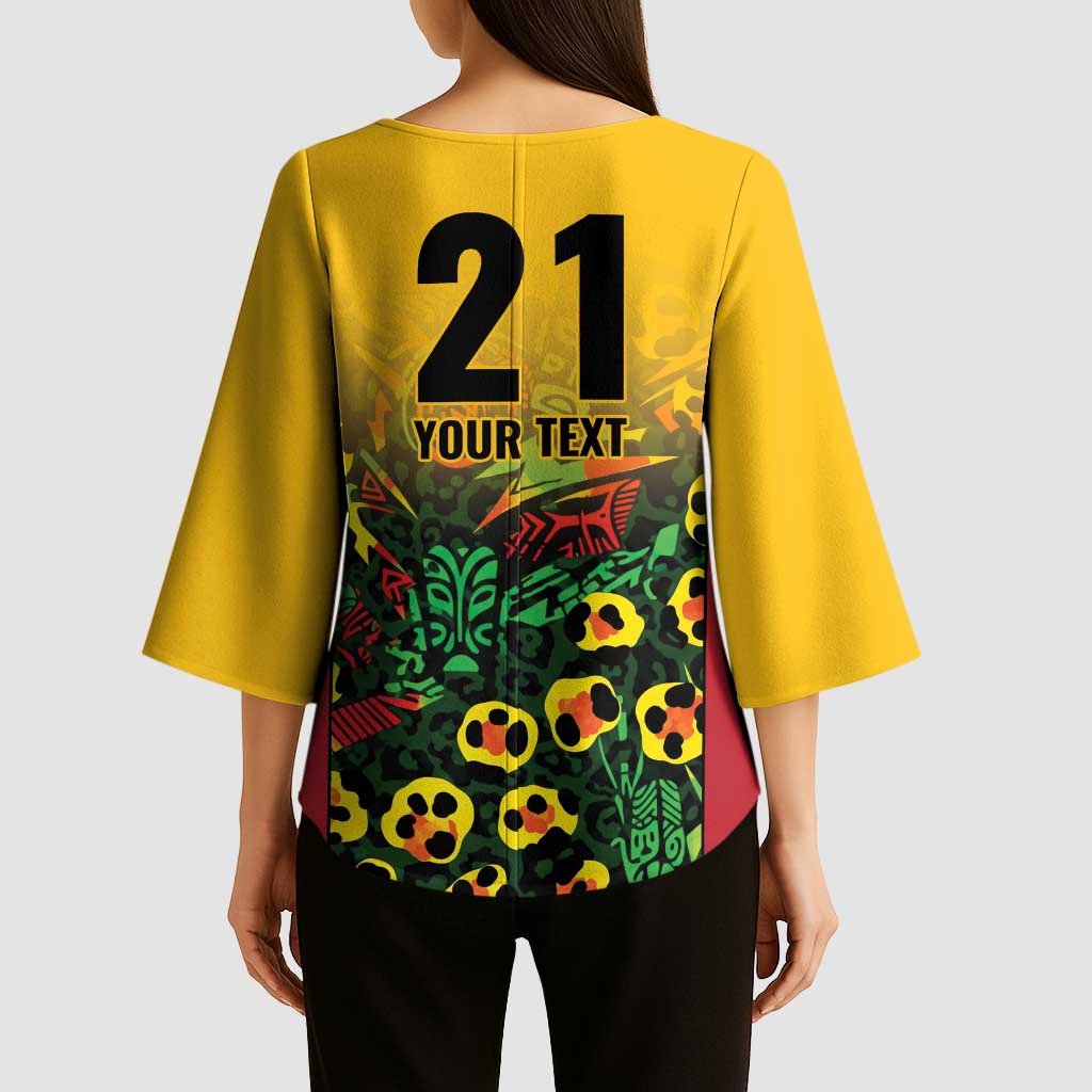 Custom Guyana Football Kimono Sleeve Blouse Spirit of the Jaguar - Yellow - Wonder Print Shop