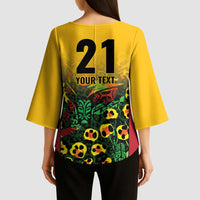Custom Guyana Football Kimono Sleeve Blouse Spirit of the Jaguar - Yellow - Wonder Print Shop