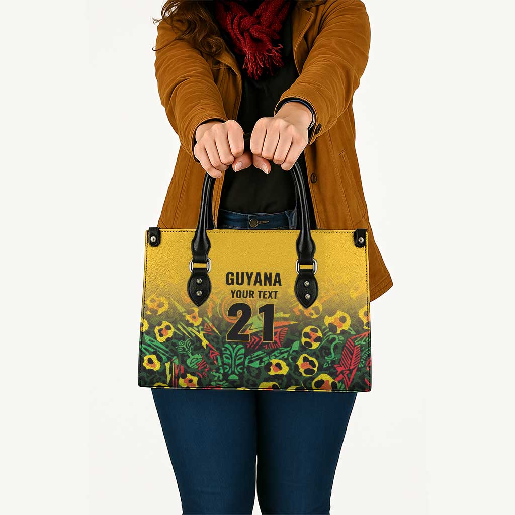Custom Guyana Football Leather Bag Spirit of the Jaguar - Yellow - Wonder Print Shop