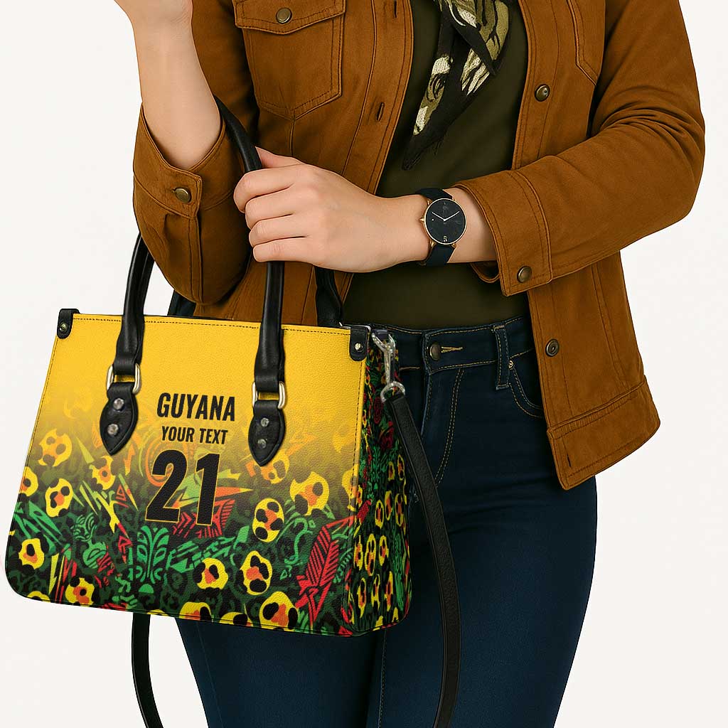 Custom Guyana Football Leather Bag Spirit of the Jaguar - Yellow - Wonder Print Shop