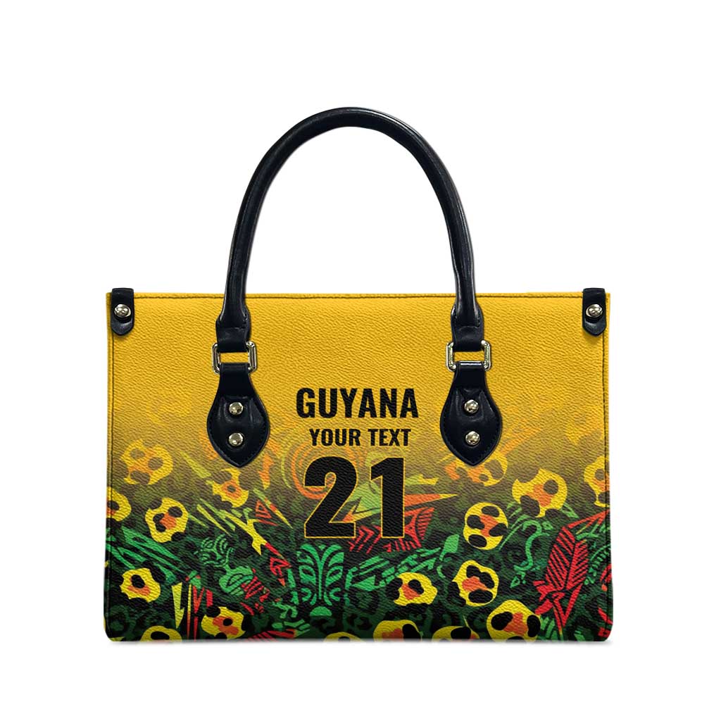 Custom Guyana Football Leather Bag Spirit of the Jaguar - Yellow - Wonder Print Shop