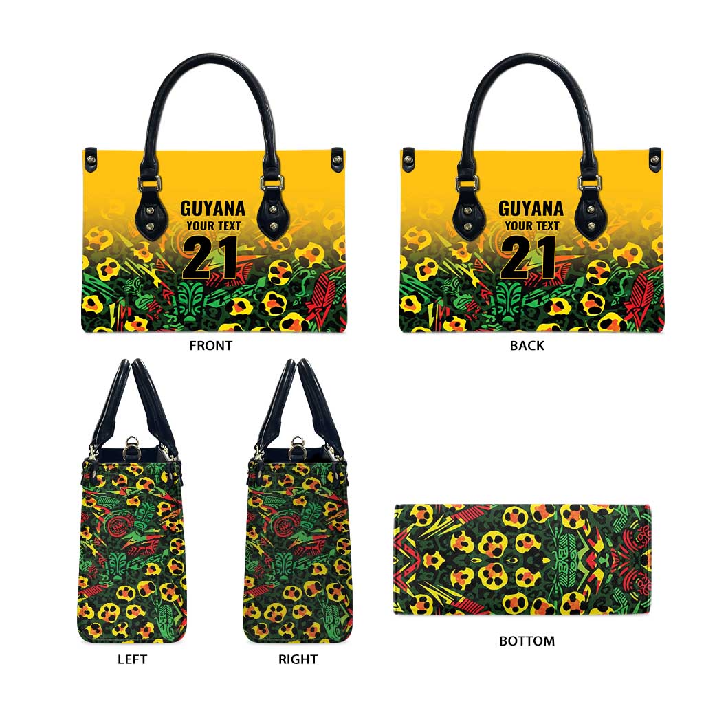 Custom Guyana Football Leather Bag Spirit of the Jaguar - Yellow - Wonder Print Shop