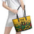 Custom Guyana Football Leather Tote Bag Spirit of the Jaguar - Yellow - Wonder Print Shop