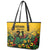 Custom Guyana Football Leather Tote Bag Spirit of the Jaguar - Yellow - Wonder Print Shop