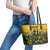 Custom Guyana Football Leather Tote Bag Spirit of the Jaguar - Yellow - Wonder Print Shop