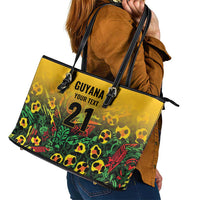Custom Guyana Football Leather Tote Bag Spirit of the Jaguar - Yellow - Wonder Print Shop