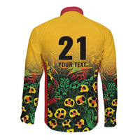 Custom Guyana Football Long Sleeve Button Shirt Spirit of the Jaguar - Yellow - Wonder Print Shop