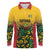 Custom Guyana Football Long Sleeve Polo Shirt Spirit of the Jaguar - Yellow - Wonder Print Shop