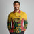 Custom Guyana Football Long Sleeve Polo Shirt Spirit of the Jaguar - Yellow - Wonder Print Shop