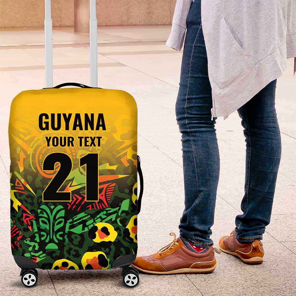 Custom Guyana Football Luggage Cover Spirit of the Jaguar - Yellow - Wonder Print Shop