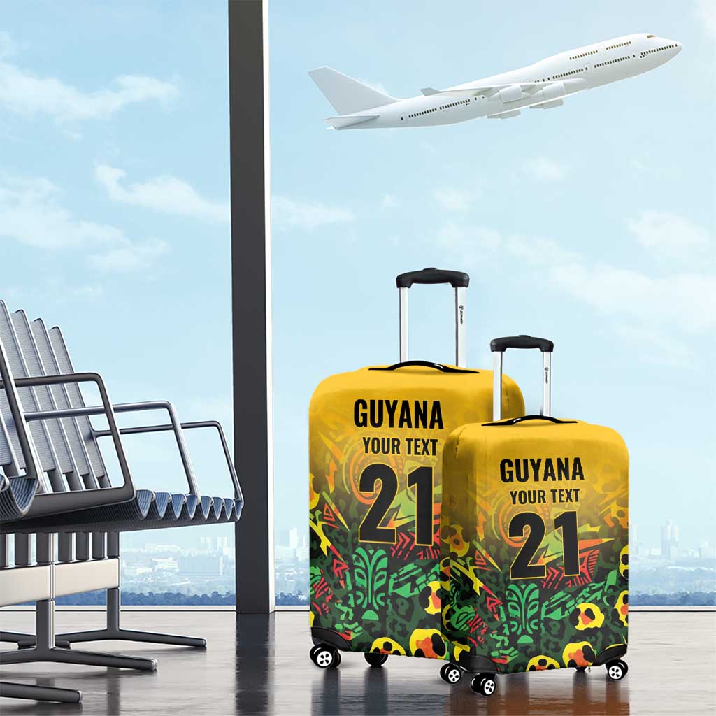 Custom Guyana Football Luggage Cover Spirit of the Jaguar - Yellow - Wonder Print Shop