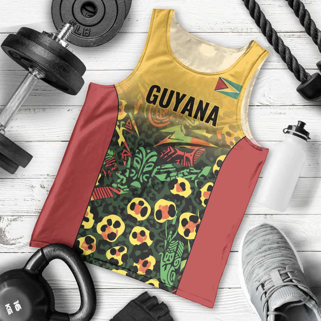 Custom Guyana Football Men Tank Top Spirit of the Jaguar - Yellow - Wonder Print Shop