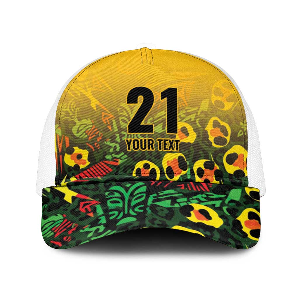 Custom Guyana Football Mesh Trucker Cap Spirit of the Jaguar - Yellow - Wonder Print Shop