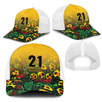 Custom Guyana Football Mesh Trucker Cap Spirit of the Jaguar - Yellow - Wonder Print Shop