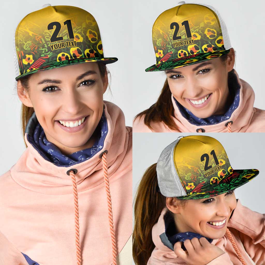 Custom Guyana Football Mesh Trucker Cap Spirit of the Jaguar - Yellow - Wonder Print Shop