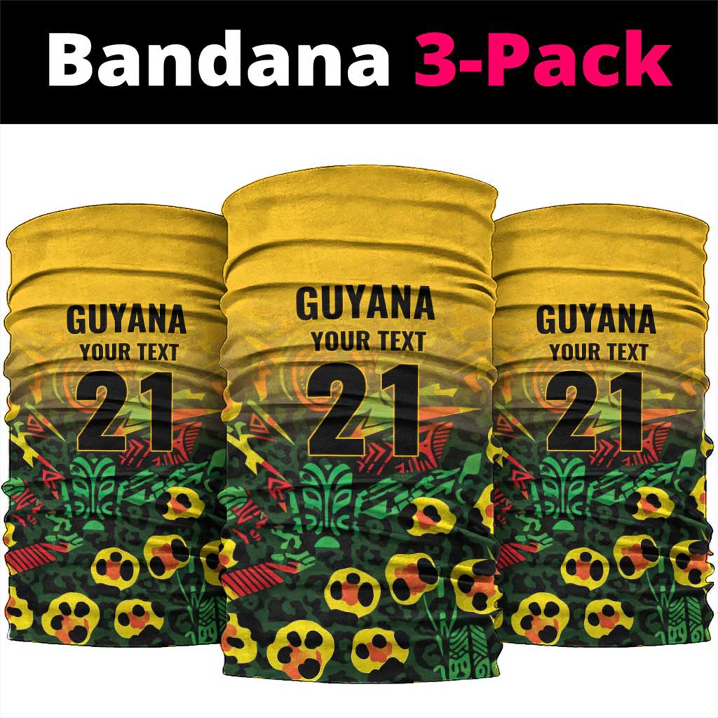 Custom Guyana Football Neck Gaiter Spirit of the Jaguar - Yellow - Wonder Print Shop