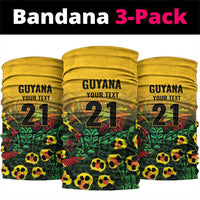 Custom Guyana Football Neck Gaiter Spirit of the Jaguar - Yellow - Wonder Print Shop