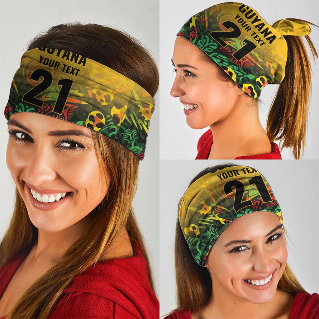 Custom Guyana Football Neck Gaiter Spirit of the Jaguar - Yellow - Wonder Print Shop