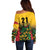 Custom Guyana Football Off Shoulder Sweater Spirit of the Jaguar - Yellow - Wonder Print Shop
