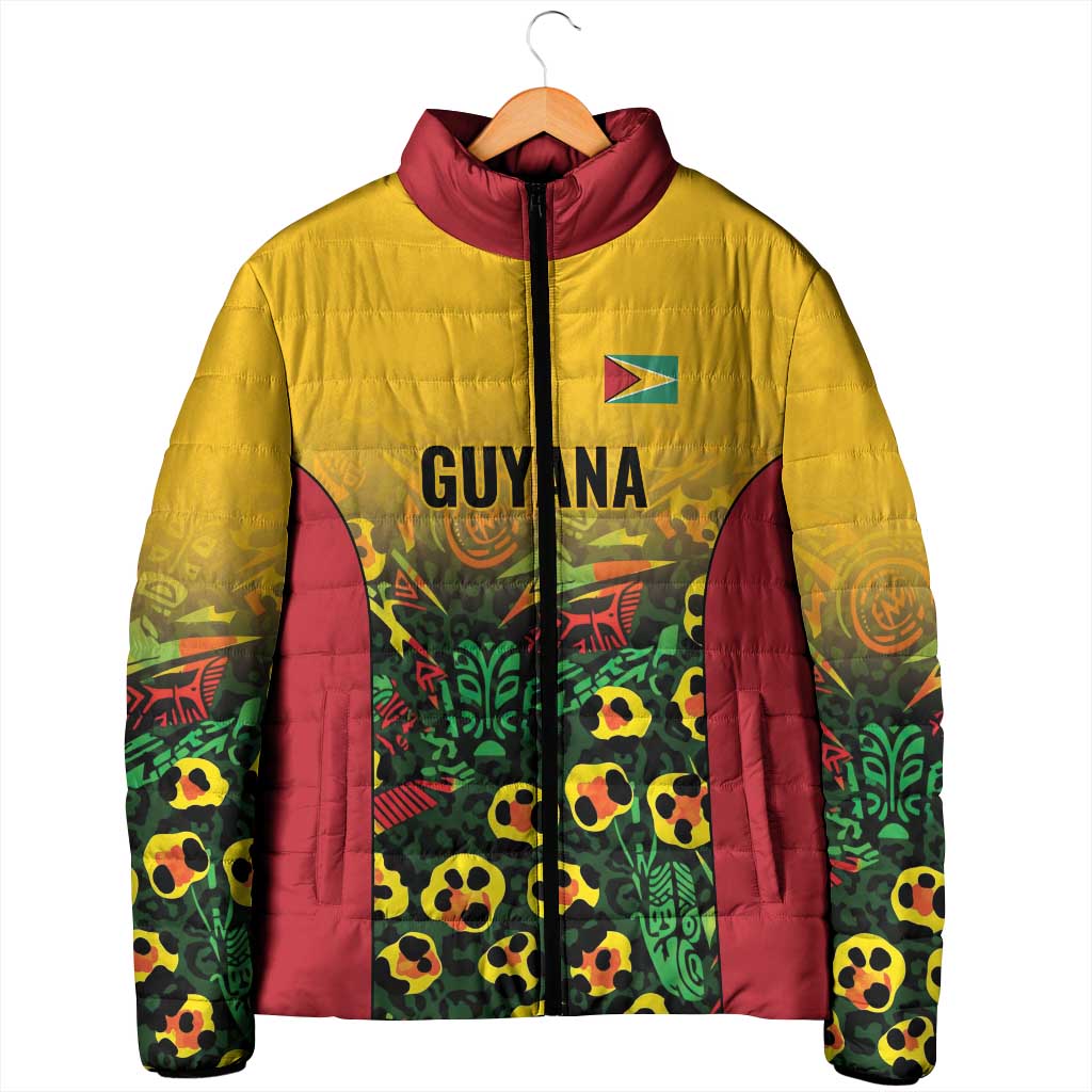 Custom Guyana Football Padded Jacket Spirit of the Jaguar - Yellow - Wonder Print Shop