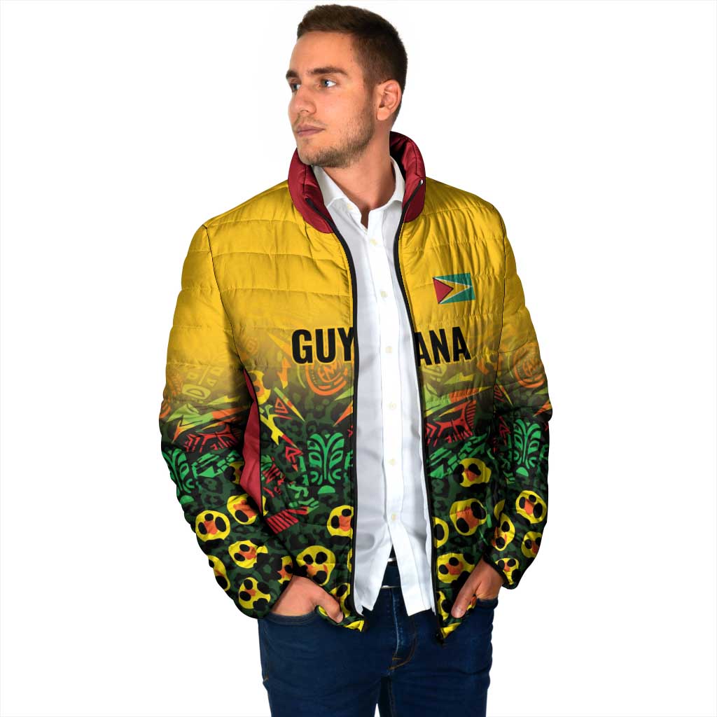 Custom Guyana Football Padded Jacket Spirit of the Jaguar - Yellow - Wonder Print Shop
