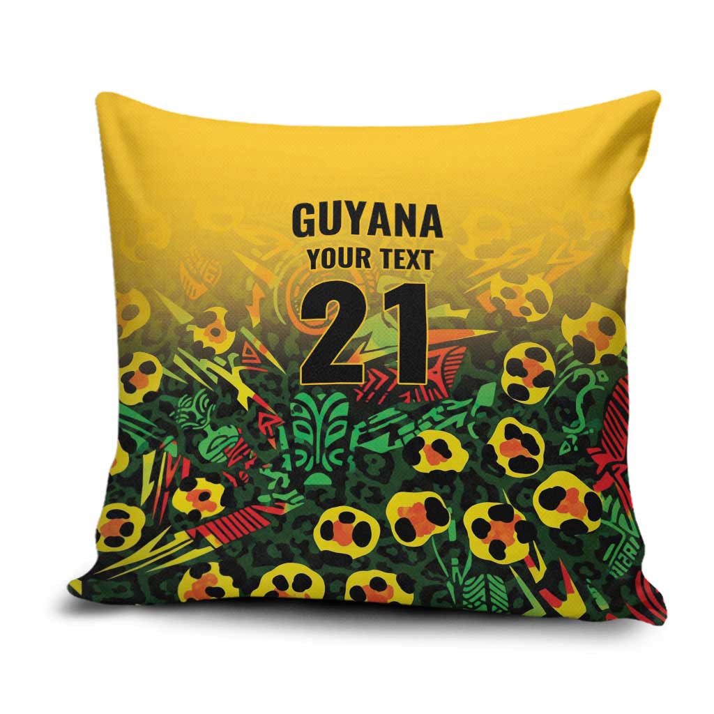 Custom Guyana Football Pillow Cover Spirit of the Jaguar - Yellow - Wonder Print Shop