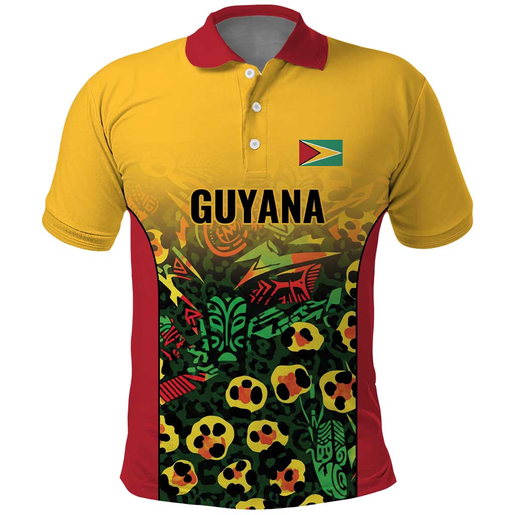 Custom Guyana Football Polo Shirt Spirit of the Jaguar - Yellow - Wonder Print Shop