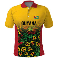 Custom Guyana Football Polo Shirt Spirit of the Jaguar - Yellow - Wonder Print Shop