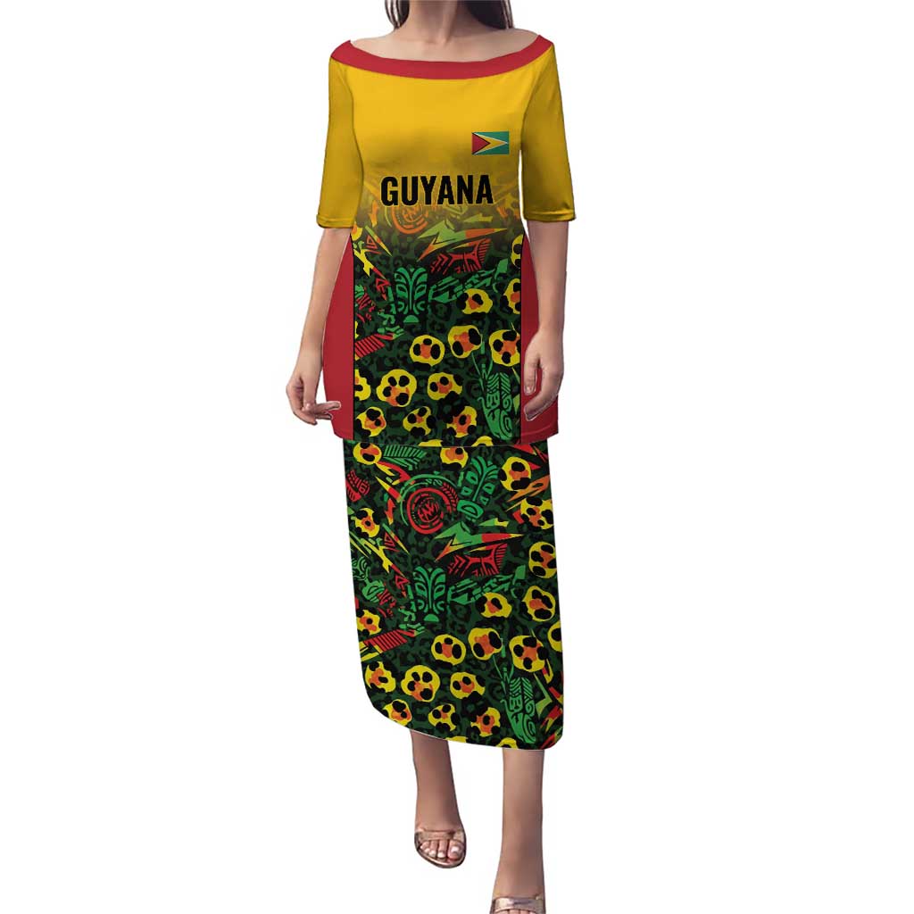 Custom Guyana Football Puletasi Spirit of the Jaguar - Yellow - Wonder Print Shop