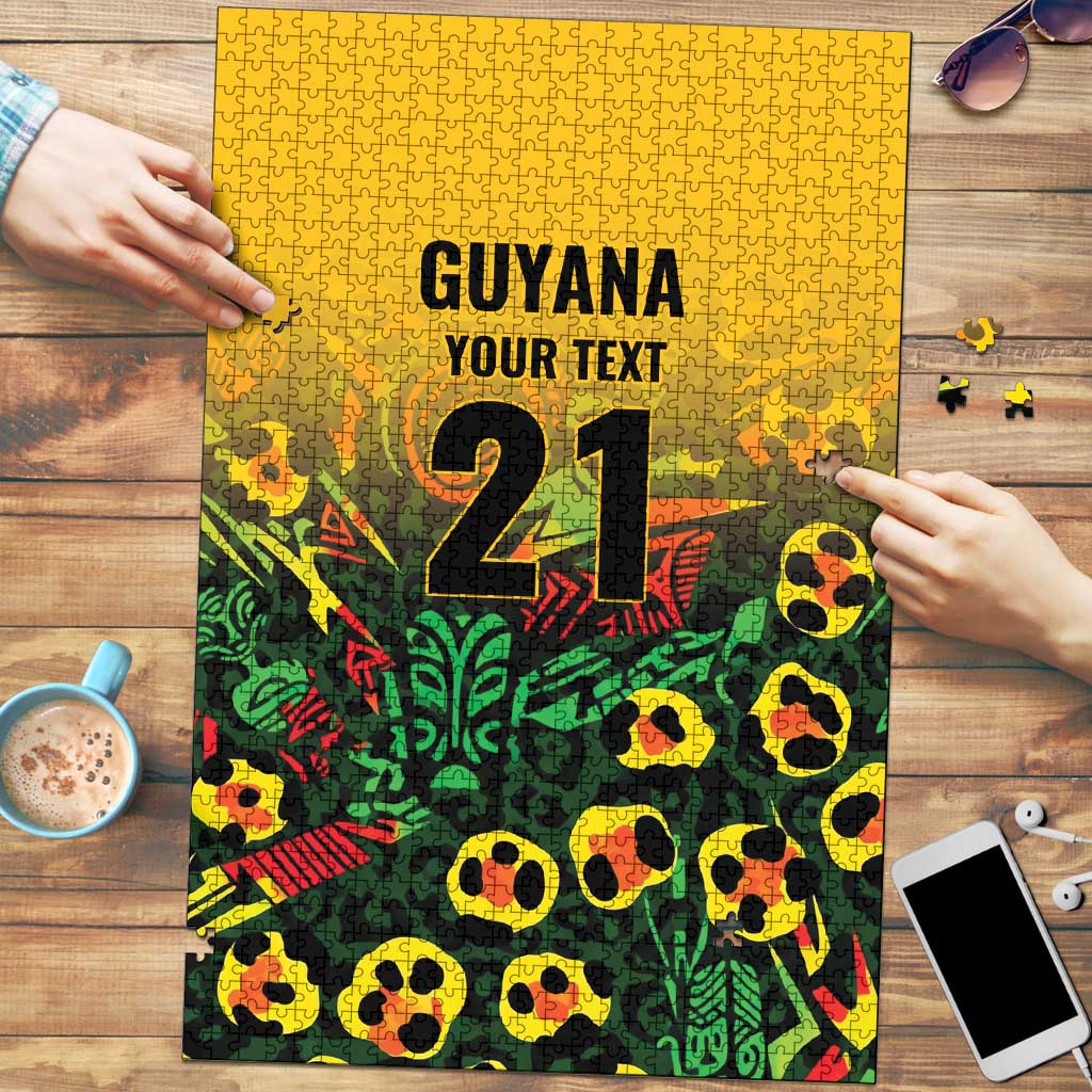 Custom Guyana Football Puzzle Spirit of the Jaguar - Yellow - Wonder Print Shop