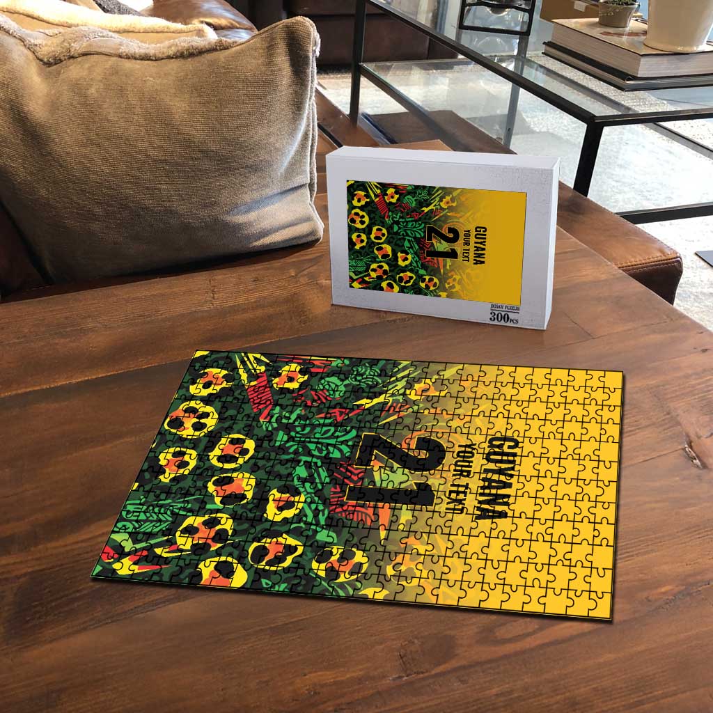 Custom Guyana Football Puzzle Spirit of the Jaguar - Yellow - Wonder Print Shop