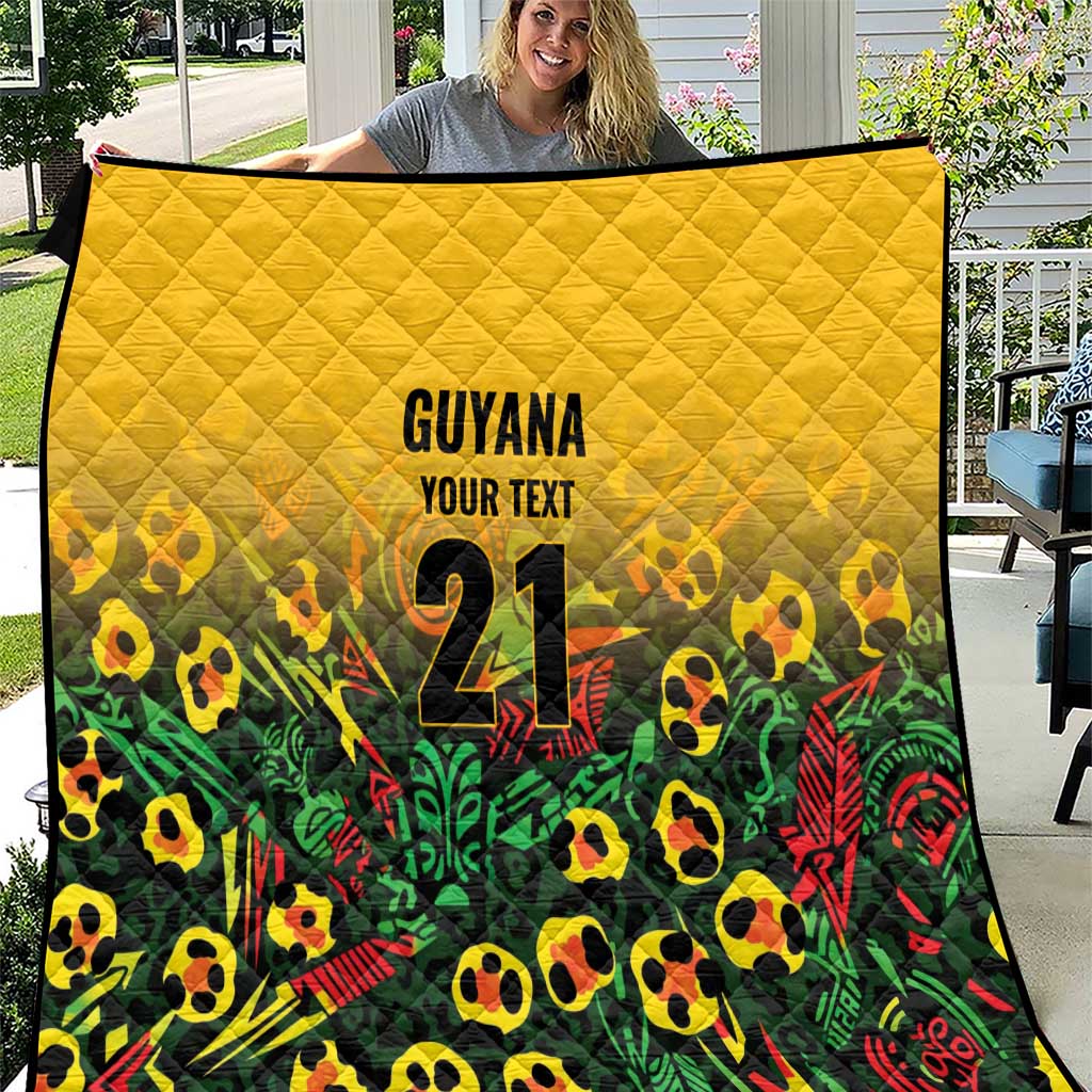 Custom Guyana Football Quilt Spirit of the Jaguar - Yellow - Wonder Print Shop
