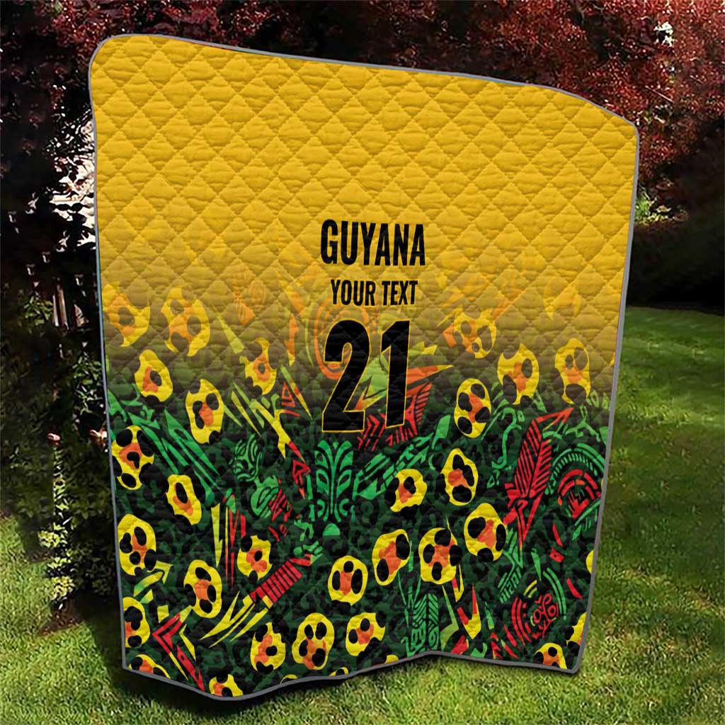 Custom Guyana Football Quilt Spirit of the Jaguar - Yellow - Wonder Print Shop
