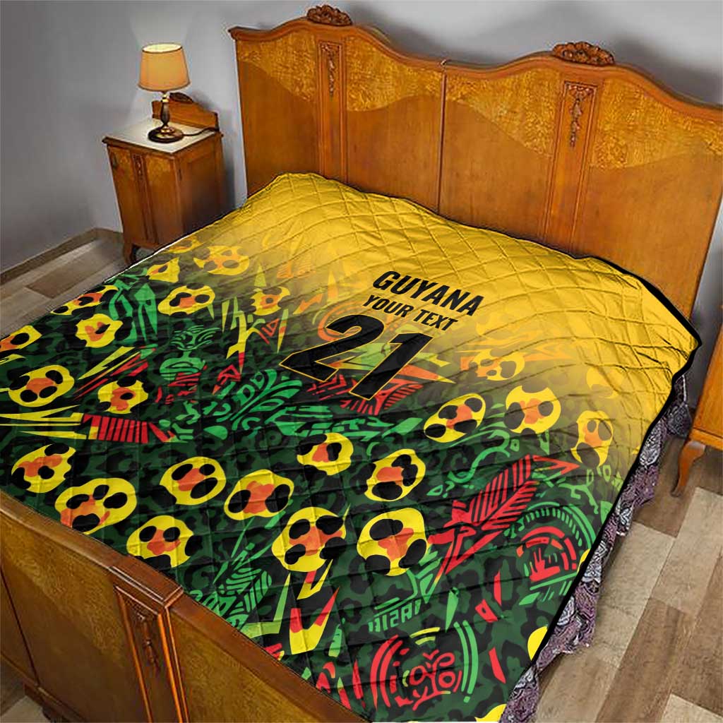 Custom Guyana Football Quilt Spirit of the Jaguar - Yellow - Wonder Print Shop