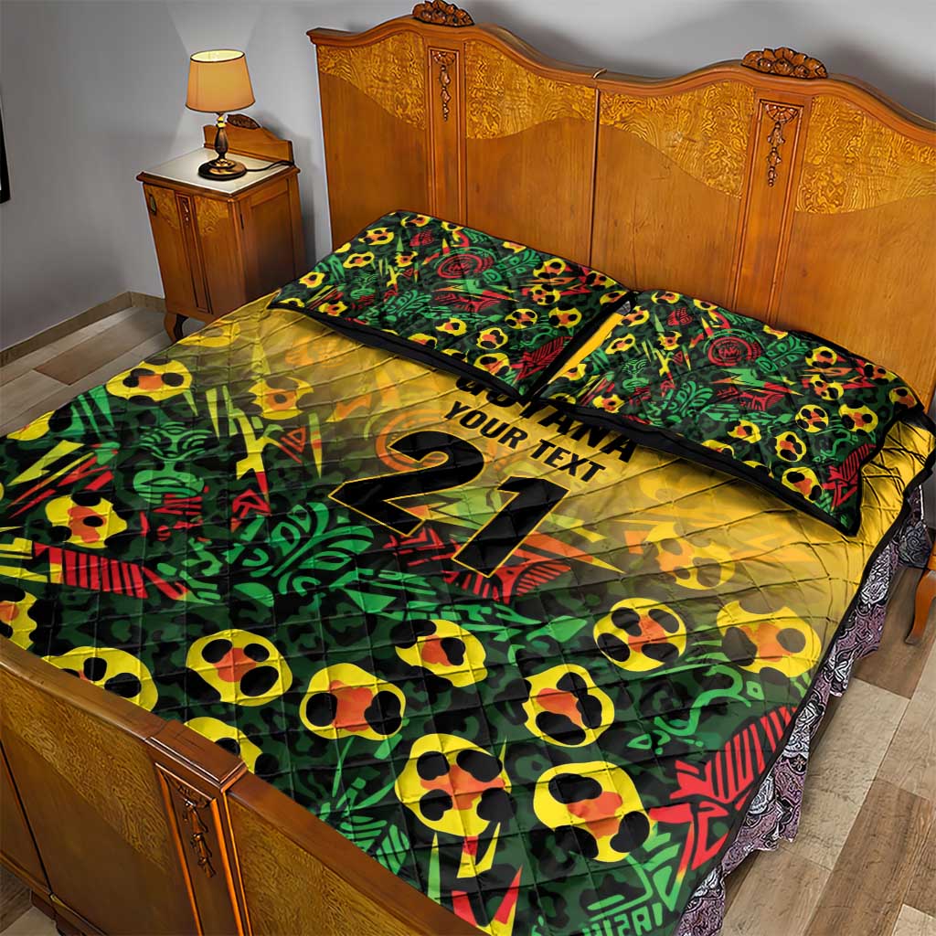 Custom Guyana Football Quilt Bed Set Spirit of the Jaguar - Yellow - Wonder Print Shop