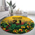 Custom Guyana Football Round Carpet Spirit of the Jaguar - Yellow - Wonder Print Shop