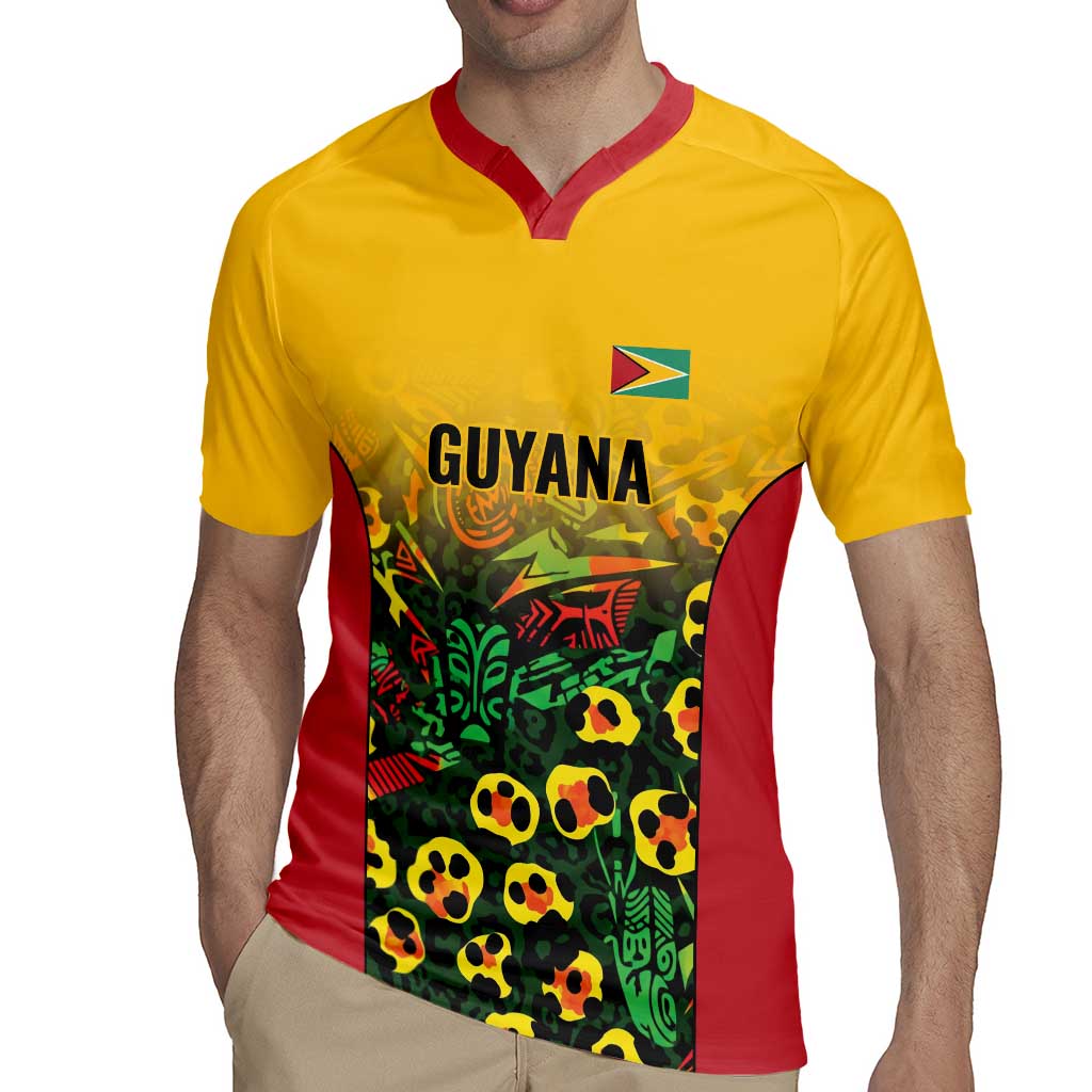 Custom Guyana Football Rugby Jersey Spirit of the Jaguar - Yellow - Wonder Print Shop