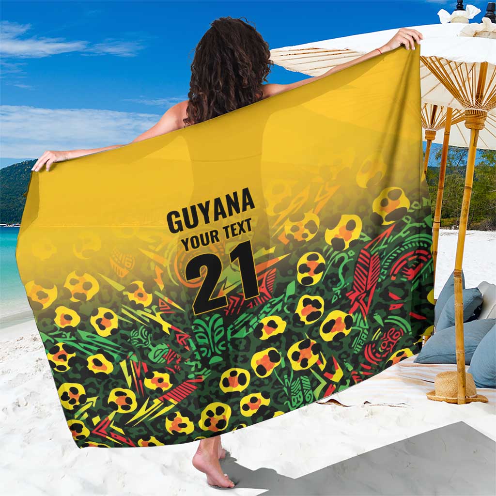 Custom Guyana Football Sarong Spirit of the Jaguar - Yellow - Wonder Print Shop